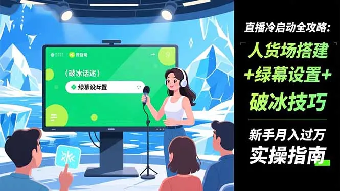 直播冷启动全攻略:人货场搭建+绿幕设置+破冰技巧，新手月入过万实操指南-一支黑兰州