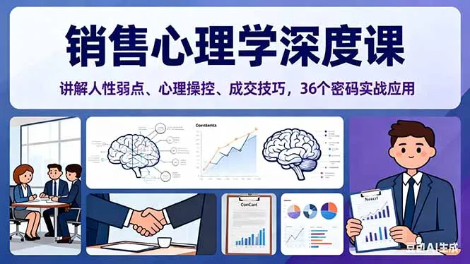 销售心理学深度课,讲解人性弱点、心理操控、成交技巧,36个密码实战应用-一支黑兰州