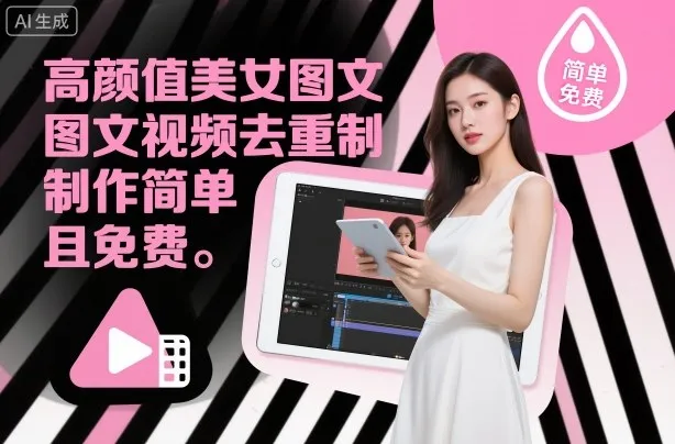 高颜值美女图文视频去重制作教学，制作简单且免费-一支黑兰州