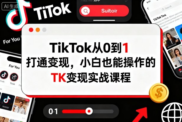 TikTok从0到1打通变现，小白也能操作的TK变现实战课程-一支黑兰州