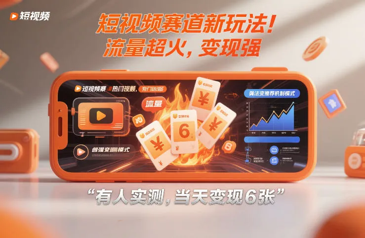 短视频赛道新玩法！流量超火，变现强，有人实测，当天变现6张-一支黑兰州