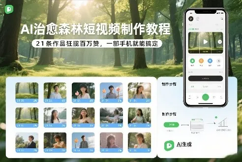 AI治愈森林短视频制作教程，21条作品狂揽百万赞，一部手机就能搞定-一支黑兰州