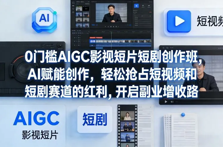 0门槛AIGC影视短片短剧创作班，AI赋能创作，轻松抢占短视频和短剧赛道的红利，开启副业增收路-一支黑兰州