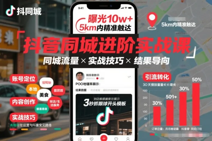 抖音同城进阶实战课，助你同城流量拿到结果-一支黑兰州