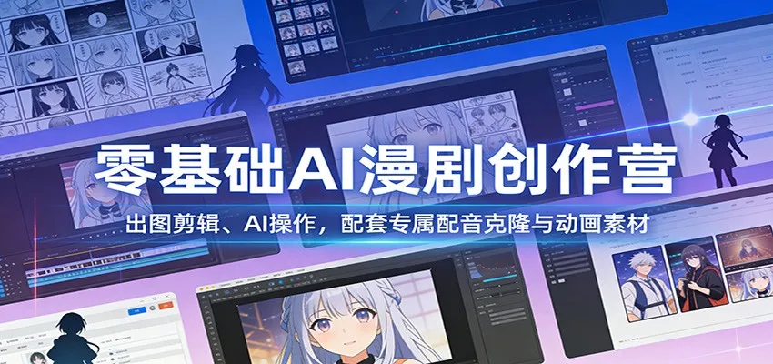 零基础AI漫剧创作营:出图剪辑、AI操作,配套专属配音克隆与动画素材-一支黑兰州